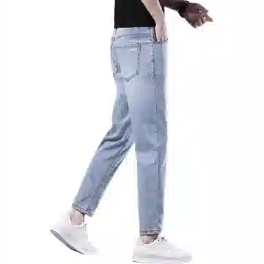 炳盛 薄款修身直筒高端弹力休闲百搭长裤牛仔裤 男女同款