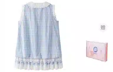 东鲸岁时记 格子海边度假休闲时尚无袖连衣裙 女款 礼盒装 蓝白格连衣裙