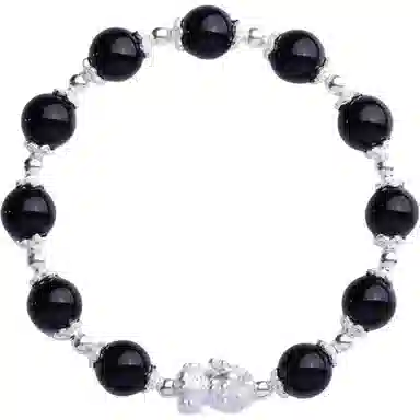 千叶珠宝 貔貅招财吞金兽转运珠新中式复古 黑曜石 手串 男女同款情侣款