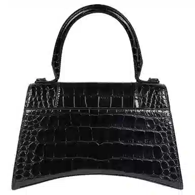 Balenciaga Hourglass Black Croc-Embossed Mini Bag