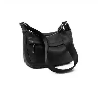 老人头 时尚感气质通勤简约百搭 头层牛皮 单肩斜挎包 女款 黑色