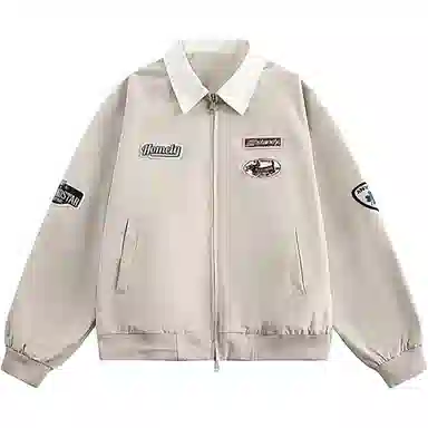 木清清 美式翻领宽松休闲百搭学院风夹克外套 女款