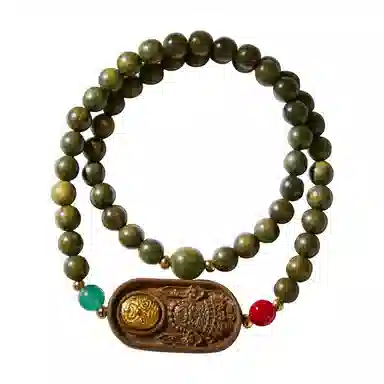 聆听花开 新中式复古高级感 绿檀 手串 男女同款情侣款