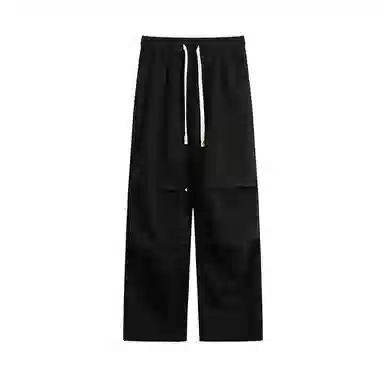 么宁 简约百搭褶皱感宽松直筒潮流时尚薄款舒适透气运动休闲裤 男女同款