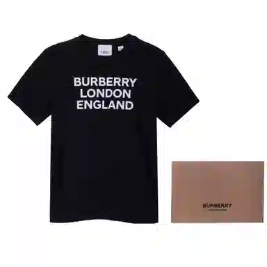 Burberry Logo Print Cotton T-Shirt Kids Black