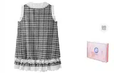 东鲸岁时记 格子海边度假休闲时尚无袖连衣裙 女款 礼盒装 蓝白格连衣裙