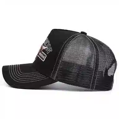 山一丸 美式复古牛头欧美嘻哈网眼透气遮阳 棉 鸭舌帽 男女同款情侣款