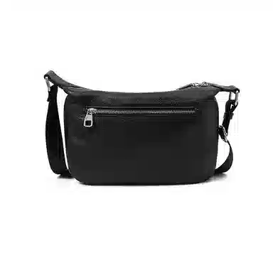 老人头 时尚感气质通勤简约百搭 头层牛皮 单肩斜挎包 女款 黑色