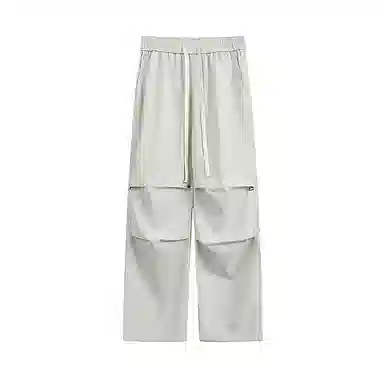 么宁 简约百搭褶皱感宽松直筒潮流时尚薄款舒适透气运动休闲裤 男女同款