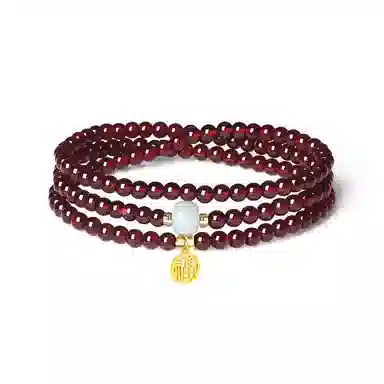 【S925纯银|福气满满】 七七银饰 时来运转 纳福珠串新中式国风  转运珠 本命年转运  三圈叠戴 天然 玛瑙 玉石手串 男女同款情侣款