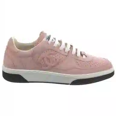 CHANEL Suede Low Top Sneakers Pink