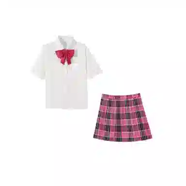 花山家的猫 校供甜美纯欲学姐口袋短袖衬衫百褶裙制服 女款