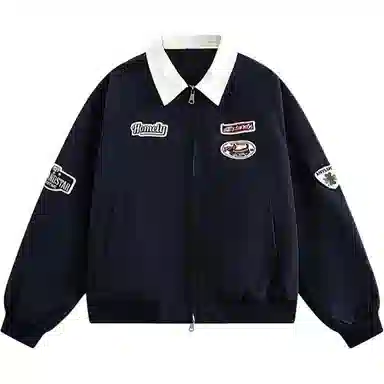 木清清 美式翻领宽松休闲百搭学院风夹克外套 女款