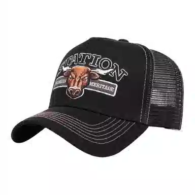 山一丸 美式复古牛头欧美嘻哈网眼透气遮阳 棉 鸭舌帽 男女同款情侣款