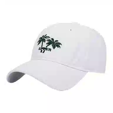 山一丸 韩版刺绣椰树水洗做旧 腈纶 鸭舌帽 男女同款情侣款