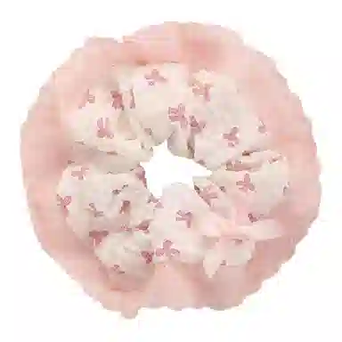 希铃 甜美少女粉白甜妹蝴蝶结 棉麻 发圈 女款