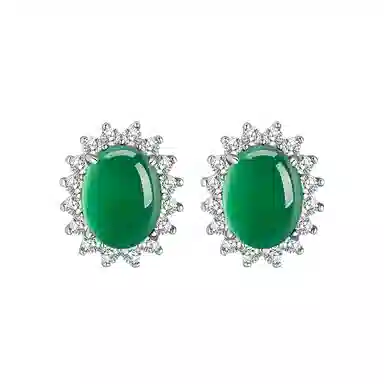 周大生 时尚精致 玉髓 耳环 女款