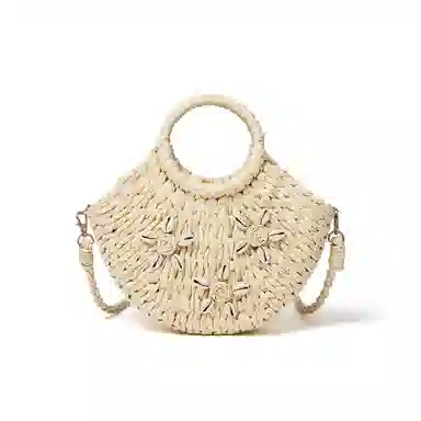 红蜻蜓 时尚复古百搭度假慵懒风简约 织物 手提包 女款 杏色/棕色