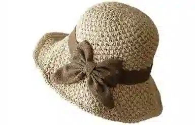 优幽兰 复古法式氛围感优雅气质蝴蝶结草帽百搭时尚大檐沙滩帽夏季遮阳防紫外线休闲圆顶太阳帽 纤维素材料 防晒帽  女款