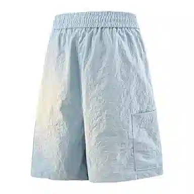 兰缪 美式日系户外日常柔软复古舒适运动透气高街简约基础款印花设计百搭通勤山系宽松清爽直筒潮流垂感纯色系带休闲短裤 男女同款