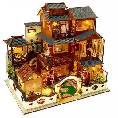 一合鸽 手工小屋别墅古风建筑创意 拼装模型