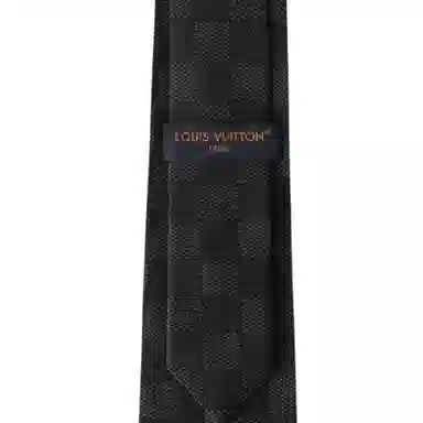 Louis Vuitton Checkered Silk Tie Black