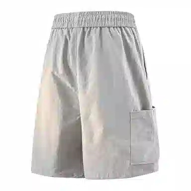 兰缪 美式日系户外日常柔软复古舒适运动透气高街简约基础款印花设计百搭通勤山系宽松清爽直筒潮流垂感纯色系带休闲短裤 男女同款