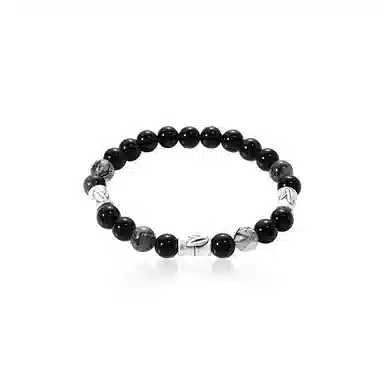 【999足银&节节高升】 永恒旋律 学业顺利 金榜题名 新中式国风纯银竹节转运珠手饰 时尚大气小众高级感串珠日常百搭好运 黑曜石 手串 男款