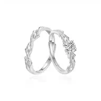 【999足银&比翼连枝】 永恒旋律 国风浪漫精致连理枝对戒 钟爱久久爱情交织 甜蜜告白女友心动高级感开口戒可调节 纯银 戒指 男女同款情侣款