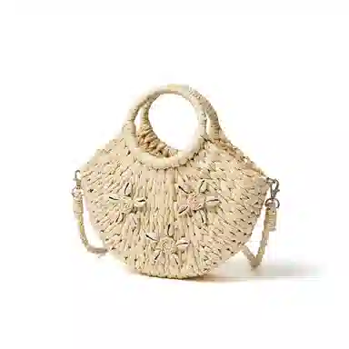 红蜻蜓 时尚复古百搭度假慵懒风简约 织物 手提包 女款 杏色/棕色