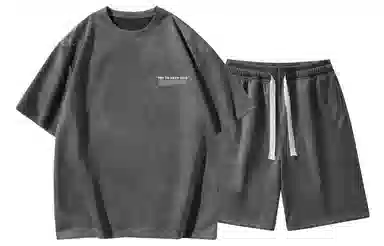 王者荣耀 马可波罗款 美式复古麂皮绒字母短袖上衣五分裤两件套居家户外通勤宽松舒适透气百搭时尚潮流休闲运动套装 男女同款