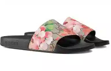 GUCCI Orchid Print Sandals Black