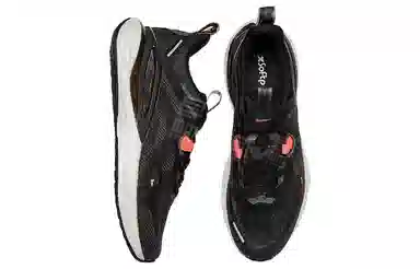 特步 动力巢科技 织物 减震防滑轻便 低帮 跑步鞋 男款 黑色