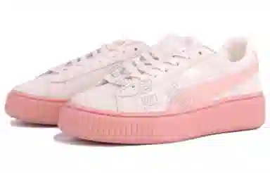 PUMA Suede Platform White Pink