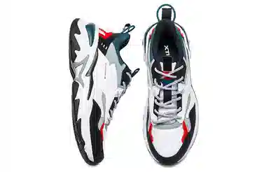 特步 山海系列 减震防滑耐磨 低帮 运动休闲鞋 白黑