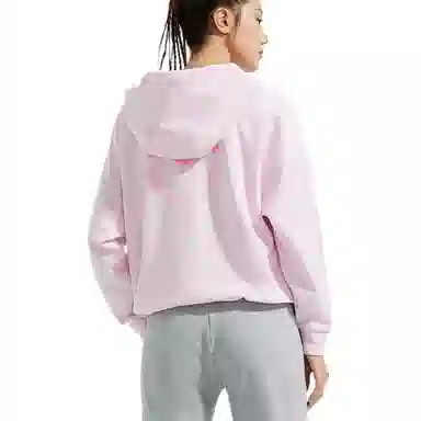 李宁 健身系列 纯色宽松连帽套头卫衣 女款 樱花粉 
