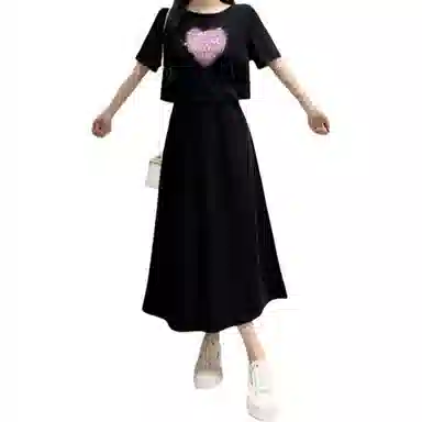 水中花 潮流舒适时尚百搭短袖连衣裙 女款