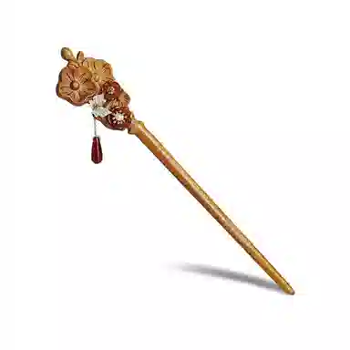 【以东方木韵礼献臻情】 凤凰涅磐 新中式木簪子 玛瑙吊坠蝴蝶花朵造型 流苏步摇汉服配饰 小众高级感手工雕刻原创设计#好运 桃木 发簪 女款