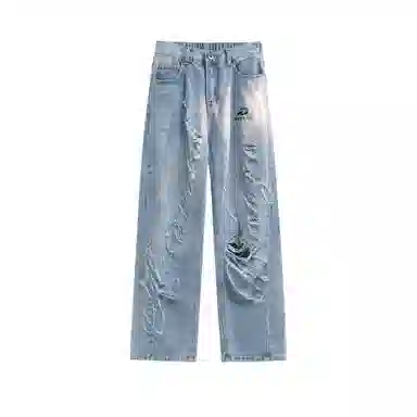 DAREASY Vintage Distressed Straight Jeans