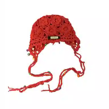 尚先生 波西米亚花朵流苏复古镂空民族风 针织 绒线帽 女款