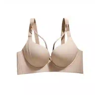 欧迪芬 大胸显小裹胸亲肤柔软上托聚拢防下垂收副乳按摩感颗粒无痕轻薄透气夏季清凉款文胸 女款