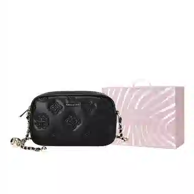 稻草人 时尚百搭四季款 聚氨酯 小方包手提单肩斜挎包 女款 黑色/米白