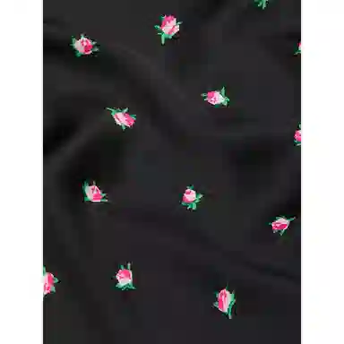 Victoria's Secret Satin Short Pajama Set Black Rosebuds