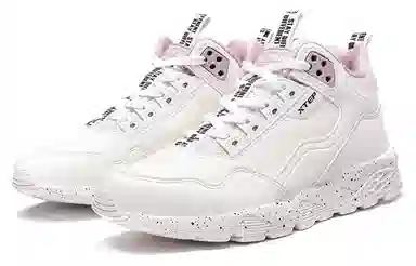 特步 合成革 减震防滑耐磨 低帮 运动休闲鞋 女款 白粉红