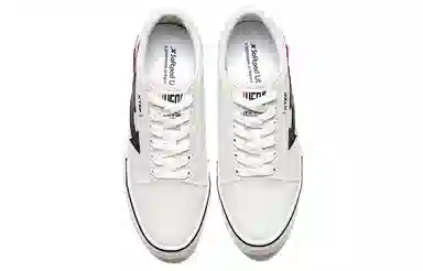 特步 合成革 时尚简约系带百搭 防滑耐磨轻便 低帮 板鞋 男款 白黑