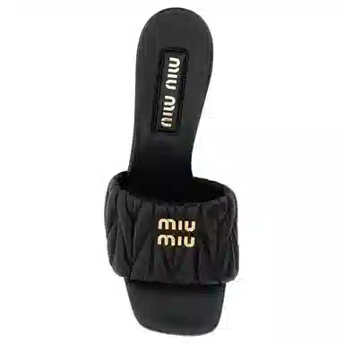 Miu Miu Leather Square Toe Mule Black 5.5cm