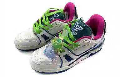 Louis Vuitton Trainer Upcycling White Blue New York Edition