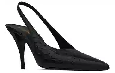 Saint Laurent Viper Croc Patent Heel Black