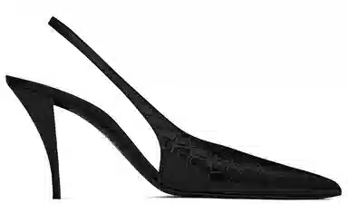 Saint Laurent Viper Croc Patent Heel Black