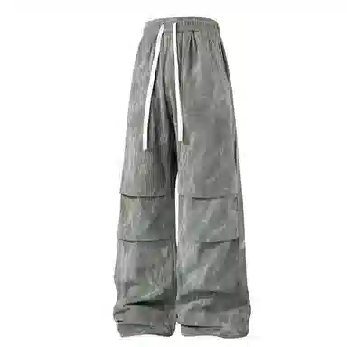 顶峰保罗 扎染速干高街阔腿无性别主义长裤宽松松紧腰透气褶皱百搭弹力潮牌休闲裤 男女同款